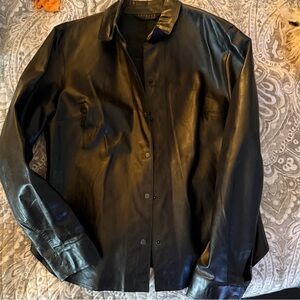 Express Black Leather Shirt NWOT BEAUTIFUL FIT S/M tag 13/14